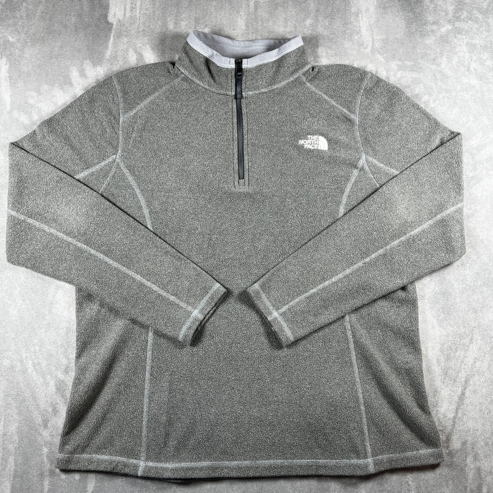 The North Face Womens Tka Glacier Quarter Zip Fleece Pullover Gray Xl